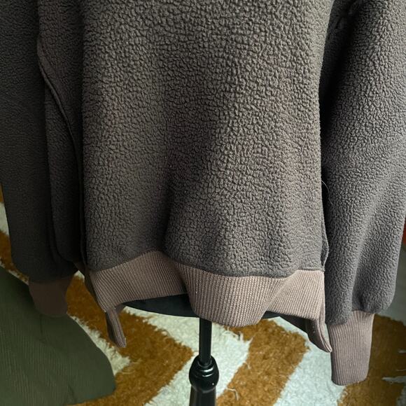 Free People Women's XS We The Free Cozy Camden Sweatshirt Sherpa Brown Oversize - Picture 3 of 7